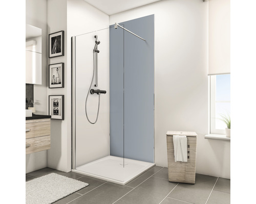 SCHULTE Douche achterwand 90x210 cm uitbreidingsset lichtgrijs Moderne badkamer met douche, douchepaneel en plank