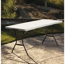 Rechthoekige klaptafel met metalen frame voor buiten.