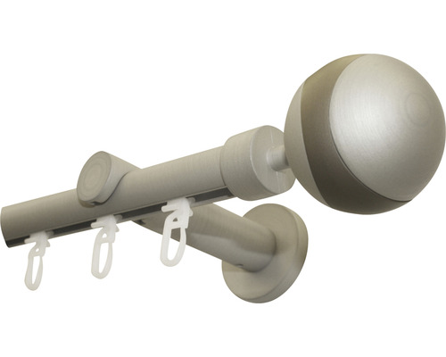 Gordijnroede met bolvormig uiteinde en gordijnhaken