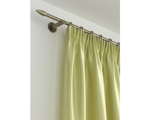 Gordijnroede met gordijn en accessoires voor raamdecoratie.