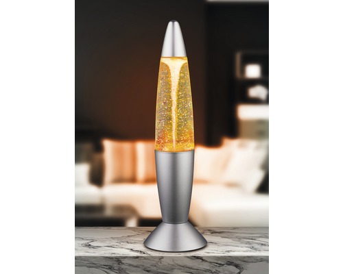 Decoratieve lavalamp met zilverkleurige voet