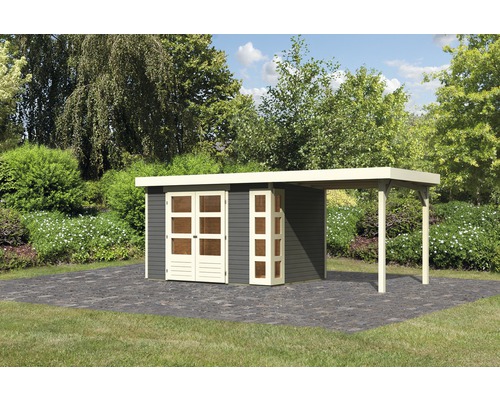 Tuinhuis met overkapping in de tuin