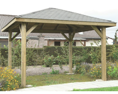 Houten tuinpaviljoen met shinglesdak