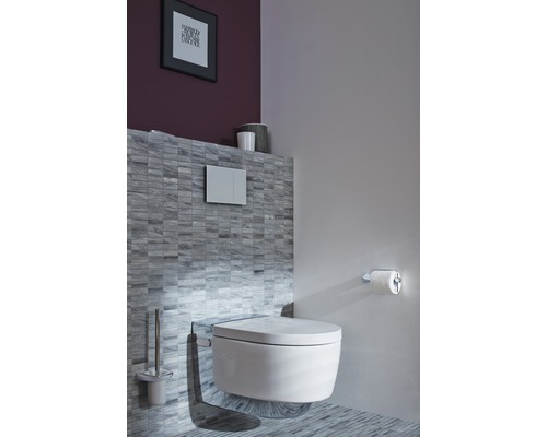 Moderne badkamer met wandcloset, inbouwreservoir en toiletpapierhouder
