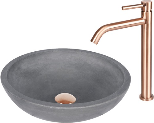 Betonnen opzetwastafel met kraan