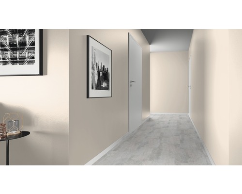 Hal met deur, muurverf en schilderijen aan de muur