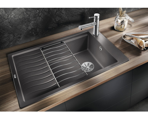 Spoelbak met afdruiprek en afwasmand