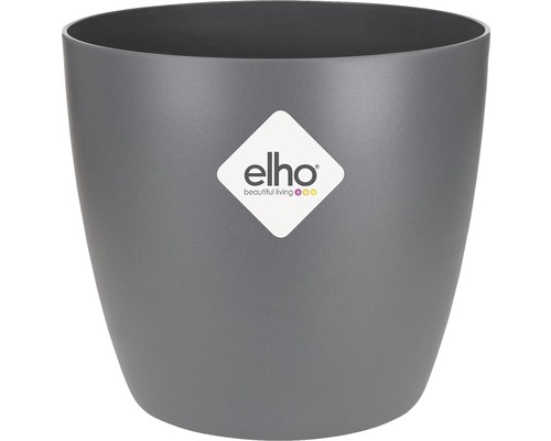 Grijze bloempot met Elho logo