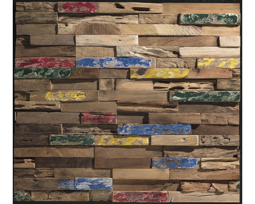 Houten wandbekleding met kleuraccenten voor wanddecoratie