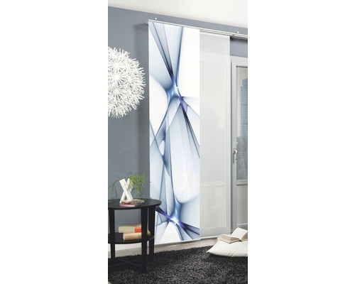 Schuifgordijn met abstract patroon in een woonkamer