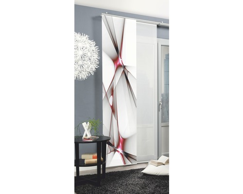 Decoratief schuifgordijn met abstract patroon in de woonkamer