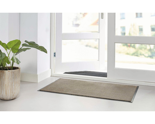 Deurmat voor een deur met een plant in een pot