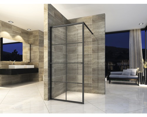 Douchewand Clear Loft zwart rasterprofiel 90x200 cm Douchewand Clear Loft zwart rasterprofiel 90x200 cm