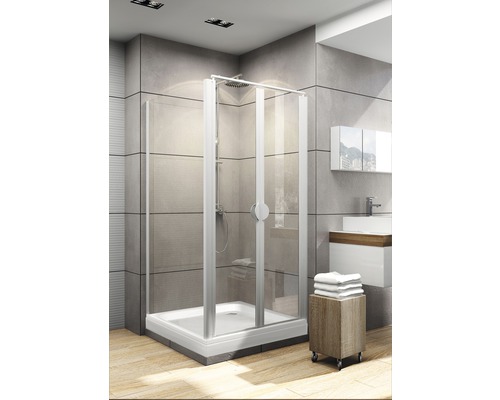 SCHULTE Douchedeur met zijwand ExpressPlus Sunny 80x80 cm aluminium Douchecabine met vierkante douchebak in een badkamer