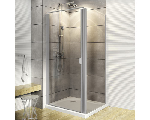 SCHULTE Douchedeur met zijwand ExpressPlus Sunny 80x80 cm aluminium Hoekdouche met douchekop in moderne badkamer