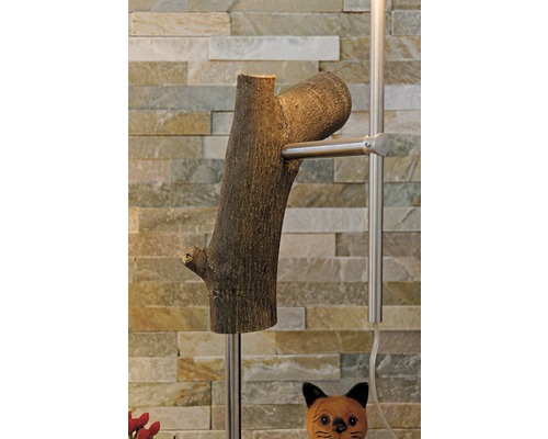 Toiletpapierhouder van hout met metalen standaard