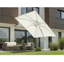 Vierkante tuinzonne parasol op een terras met tuinmeubilair