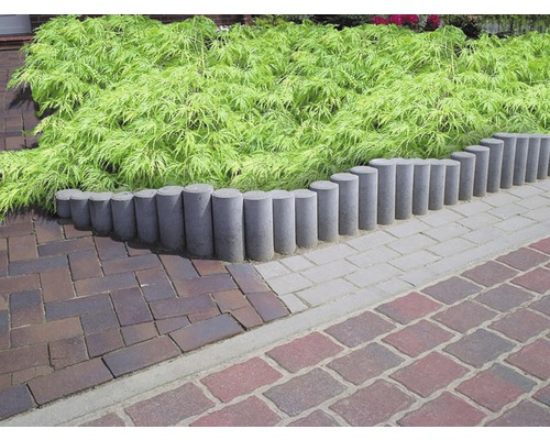 DIEPHAUS Palissade iMount rond grijs 80 x 11 cm Tuinpad met betonnen gazonrand en bestrating