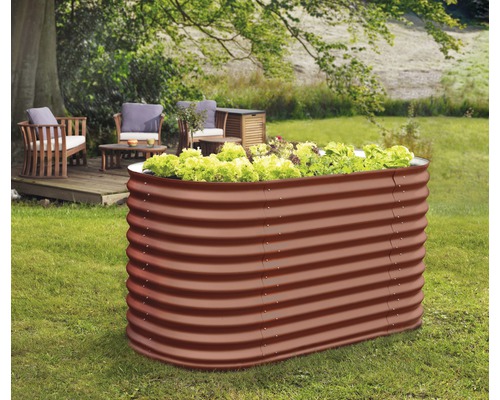 VITAVIA Verhoogde kweekbak Vita met slakbescherming 858 rood 82x162x86 cm Metalen tuinverhoogde border met sla in de tuin