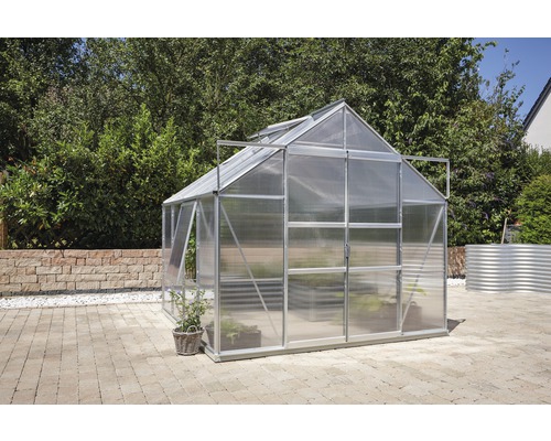 VITAVIA Tuinkas Meridian 2 6700 polycarbonaat 4 mm alu, 257x258x231,8 cm Kas in de tuin met plantenbakken
