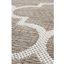 Detailopname van een vloerkleed met geometrisch patroon