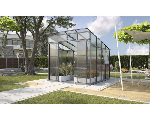 VITAVIA Tuinkas Playa 7600 polycarbonaat 6 mm zwart met funderingsframe, 258x291,6x230,6 cm