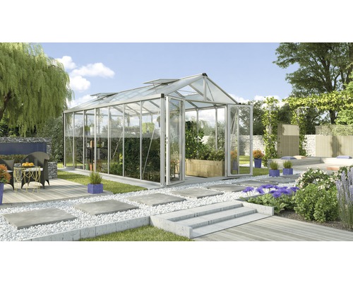 VITAVIA Tuinkas Zeus Comfort 13800 veiligheidsglas/polycarbonaat 3 mm alu met grondprofiel, 258,4x539,6x250,4 cm