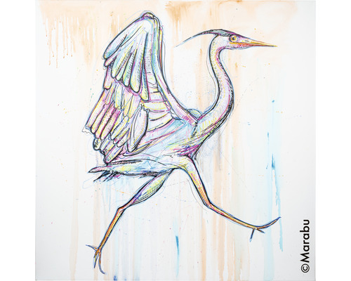 Illustratie van een reiger op canvas