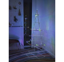 Decoratieve, minimalistische kerstboom met lichtjes in een interieur.