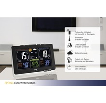 SPRING draadloos weerstation met weergave van binnen- en buitentemperatuur, luchtvochtigheid, weersvoorspelling en radiogestuurde klok