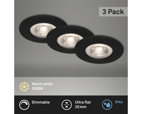 BRILONER LED Inbouwspot set 7047 Ø 90 mm zwart, 3 stuks BRILONER LED Inbouwspot set 7047 Ø 90 mm zwart, 3 stuks