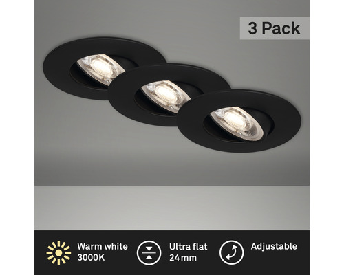 Drie zwarte, verstelbare inbouwspots