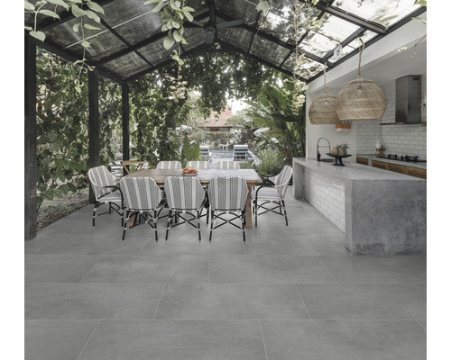 FLAIRSTONE Keramische terrastegel gerectificeerd garden titan, 120 x 60 x 2 cm