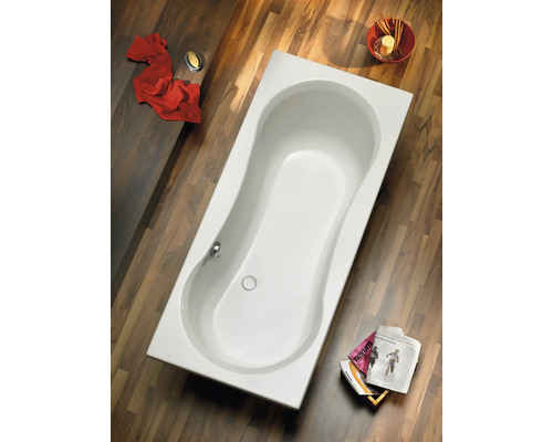 Rechthoekig bad van sanitair acryl in badkameromgeving