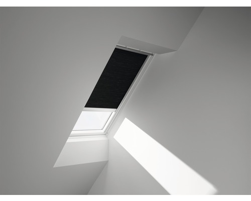VELUX Plissé honingraat bediening op zonne-energie FSC C02 1047S zwart Dakvenster met verduisteringsgordijn