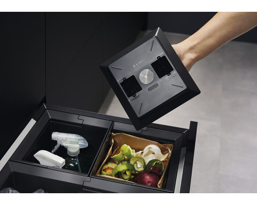 Afvalscheidingssysteem met biofilter en verschillende afvalbakken