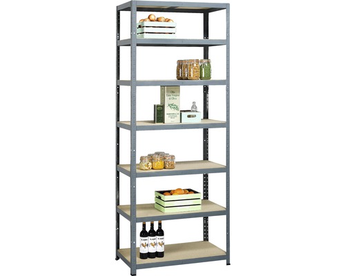 Stellingkast met zes niveaus en verschillende voorraden