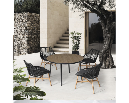 GARDEN PLACE Diningset Helsinki aluminium/touw zwart 5-delig GARDEN PLACE Diningset Helsinki aluminium/touw zwart 5-delig