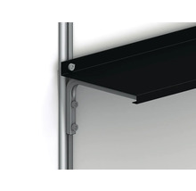 Legbord met plankdrager en metalen kolom voor een rekkensysteem