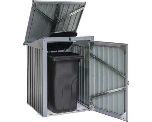 Afvalcontainerbox met open deksel en deur