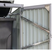 Detailopname van een afvalcontainerbox met open deur