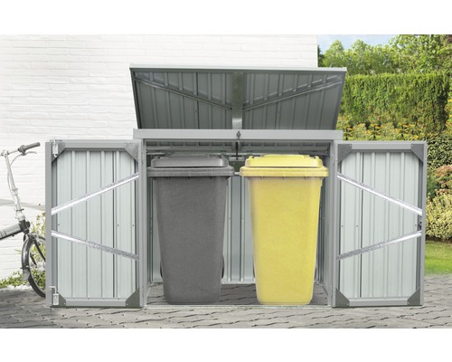 Metalen afvalcontainerbox met twee afvalcontainers