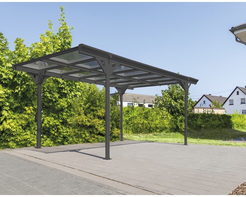Vrijstaande carport van aluminium met transparante dakbedekking