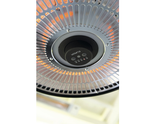 Close-up van een terrasverwarmer lamp met beschermrooster