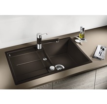 Donkere Silgranit keukenspoelbak met afdruiprek en kraan