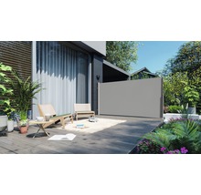 Terrasscherm 1,8x3 stof uni lichtgrijs, frame RAL 9006 aluminium met afneembare paal