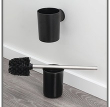 Zwarte toiletset met borstel en houder voor wandmontage