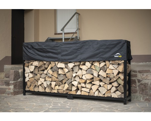 Houtopslag voor haardhout met overkapping 239x36,3x118x,9 cm Houtopslag met brandhout en afdekking