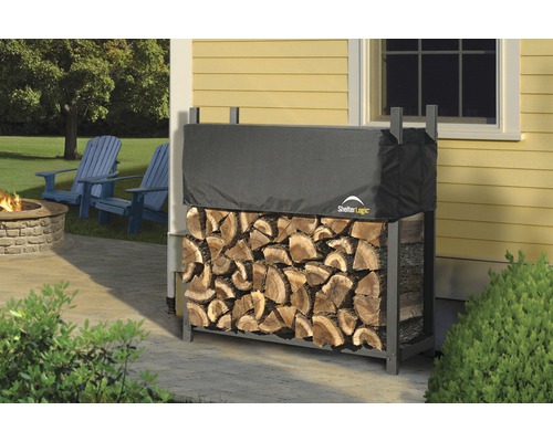 Houtopslag voor haardhout met overkapping 120x36,3x118,9 cm Brandhoutrek met hout en afdekking in de tuin