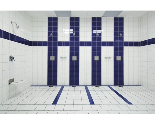 Commerciële doucheruimte met meerdere doucheplaatsen en tegels